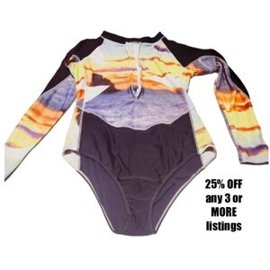 Longsleeve Swimsuit Size XXL Sunset Sunrise Graphic Print Rash Guard Surf Swim